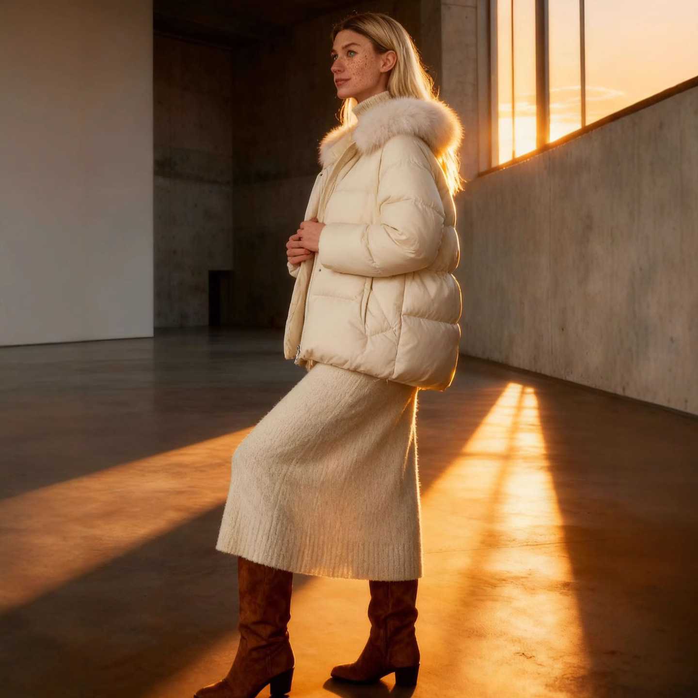 New Simple Drawstring Duck Hooded Winter Coat With Fur Collar Thickened Slimming Down Jacket_voghion.com