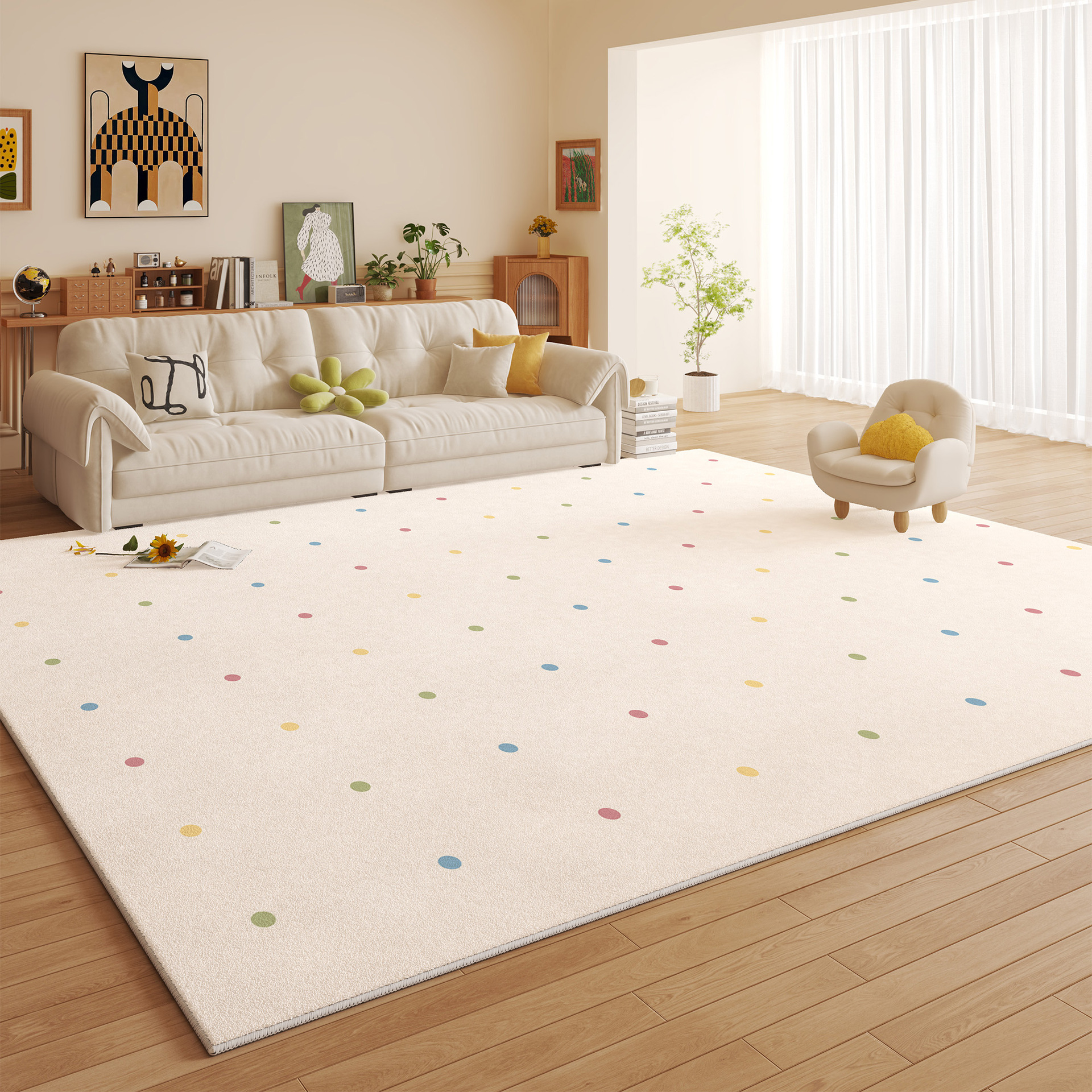 Nuevo alto grado de sensación de alfombra espesa de viento crema imitación de cashmere impermeable sin lavado se puede limpiar la almohadilla de mesa de té de la sala de estar del dormitorio
