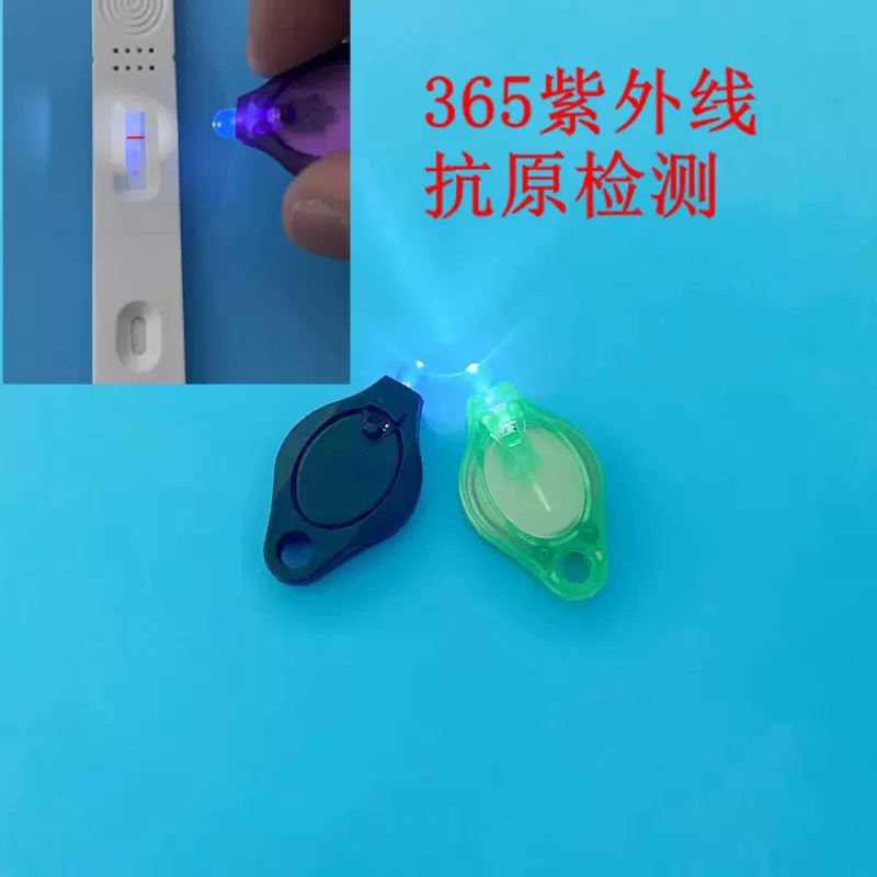 跨境批发led灯紫灯荧光抗原检测365紫外线验钞灯迷你钥匙扣灯挂件