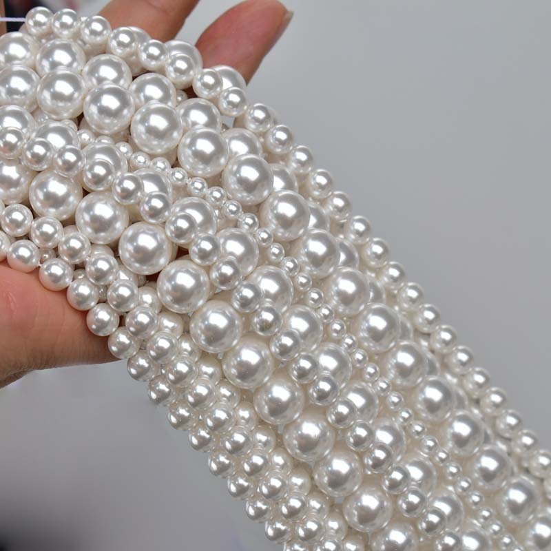 Round beads 2-20mm straight hole Nanyang shell pearl diy handmade necklace beaded loose beads pearl white shell beads wholesale