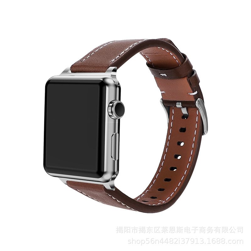 PGGT3-어두운 다크 브라운 흰색 라인-실버 버클 실버 인터페이스