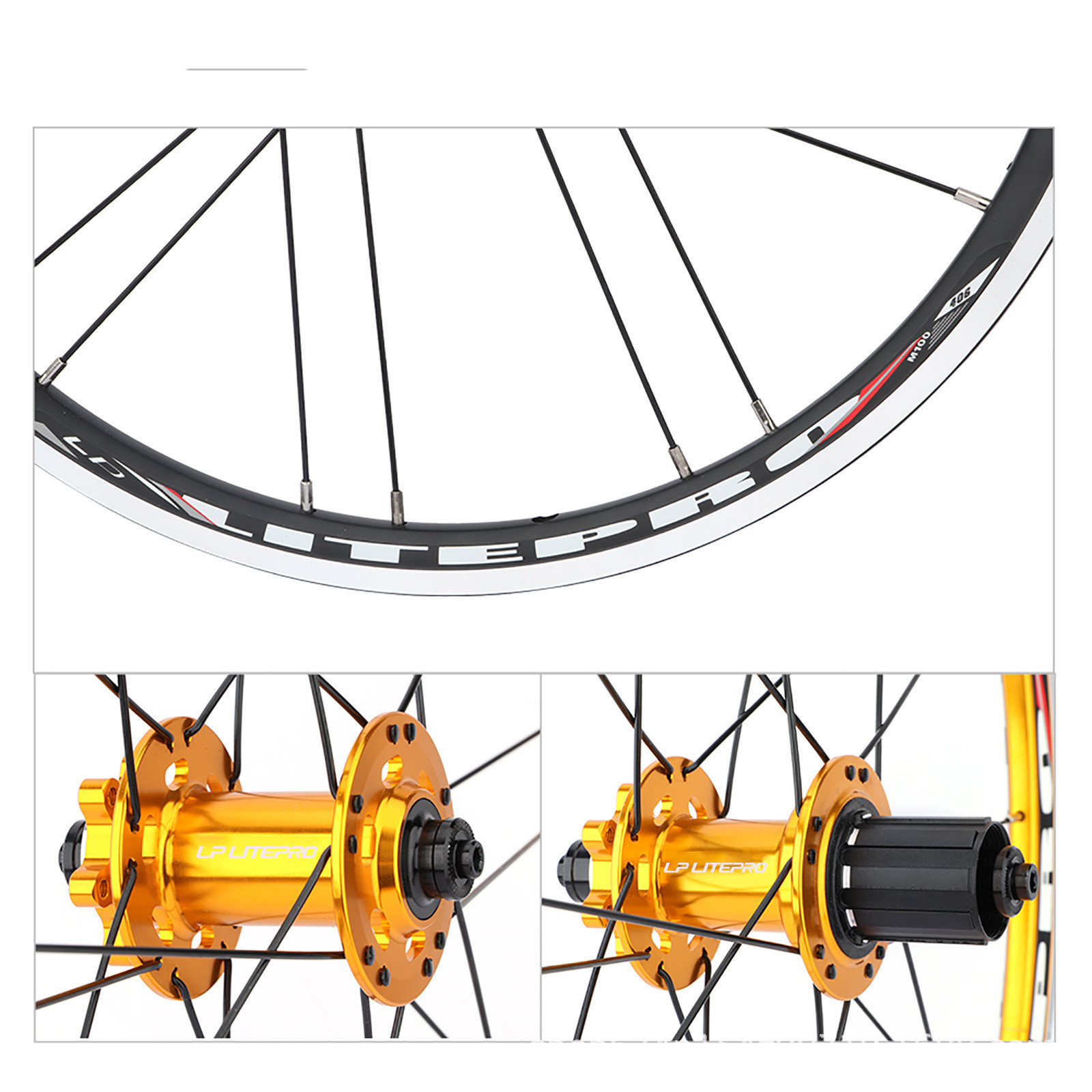 LP litepro juego de ruedas plegables de 20 pulgadas 406 rueda pequeña 451 rueda de liberación rápida eje de la rueda freno de disco V freno de la rueda