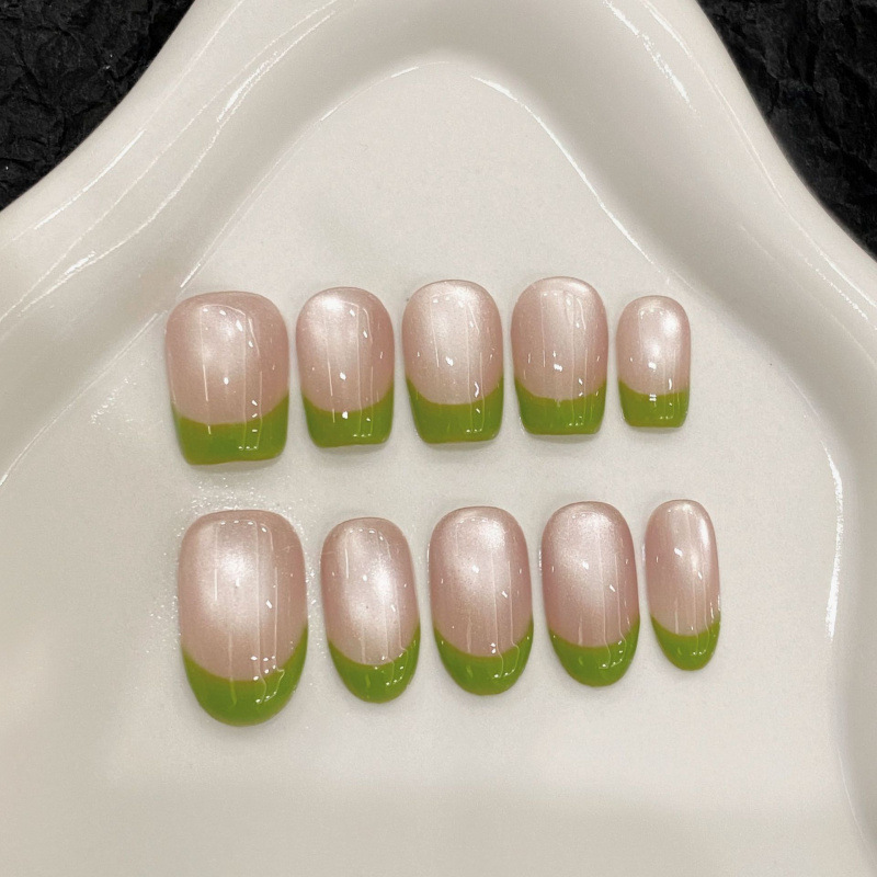 Green Watermelon French Cat's Eye White Spring and Summer Mint Green White Very Simple Summer Wear Armor Wholesale