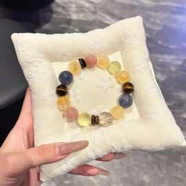 天然多宝水晶手串 新中式轻奢小众设计多巴胺水晶手链 黄虎眼手串