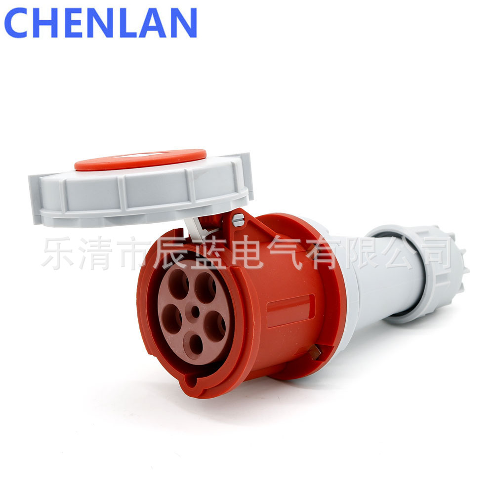 三相五线工业连接器母头插座63A-6H 3P+N+E 415V油机移动插座IP67