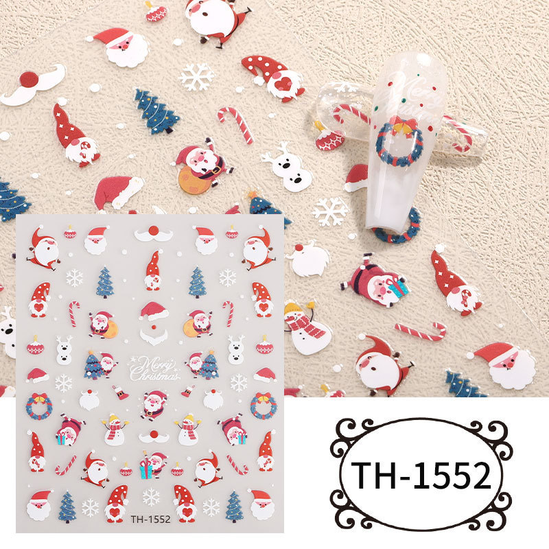 Zhengxiang 新しいインターネット有名人クリスマスネイルアートステッカー DIY ネイルアートデカールクロスボーダー雪だるまクリスマスツリー INS ネイルステッカー|undefined