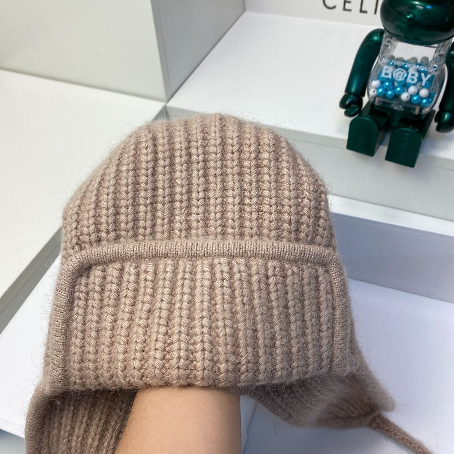 Russischer Samt, verdicktes Kaninchenhaar, gestrickt für Wärme im Winter, Ohrenschutz, Gesichtsumhüllung, Wollmütze, modisch_voghion.com