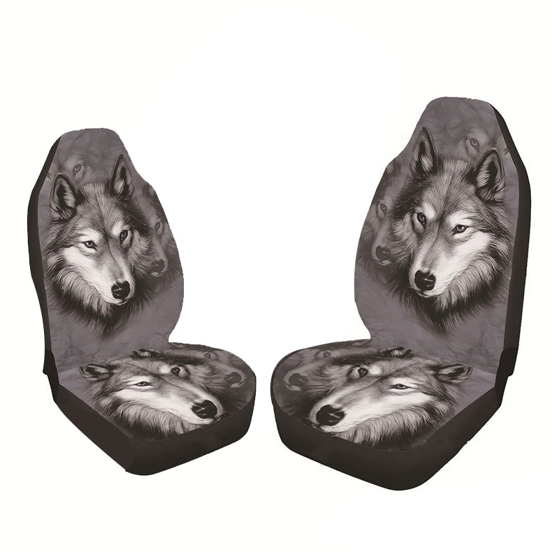 Cubierta de asiento de coche con estampado de lobo feroz dominante transfronterizo personalidad estilo europeo y americano decoración interior general cojín de asiento en stock image 4
