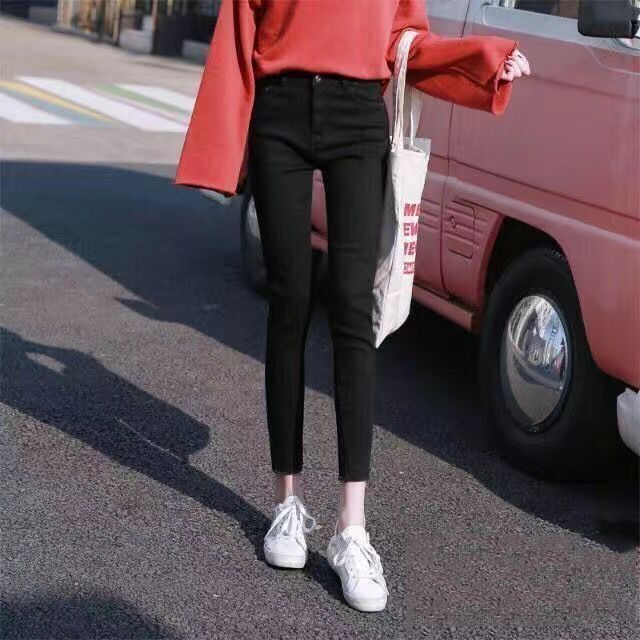 黑色阔腿加绒牛仔裤女秋冬2025年新款时尚百搭显瘦流行的直筒裤子|undefined