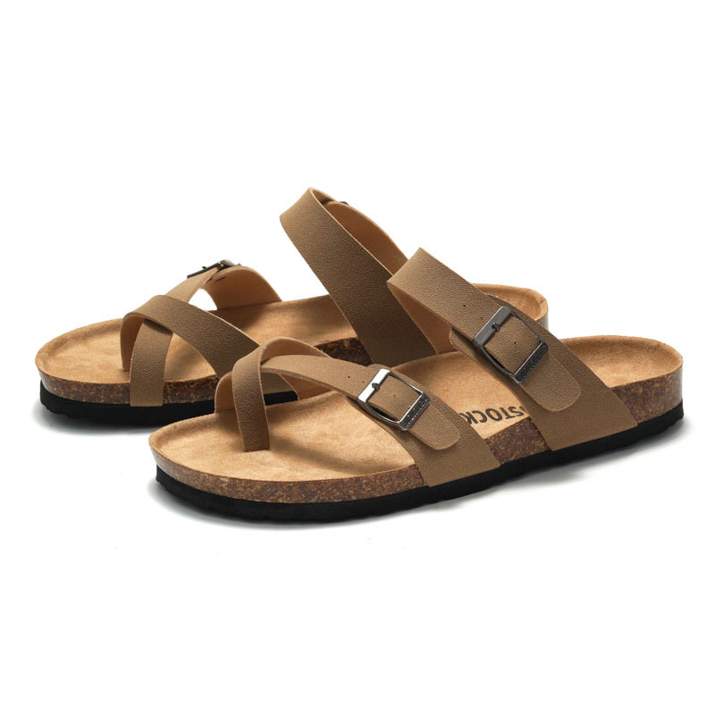 Ruizu 2025 Autumn and Summer New Women's Cork Slippers Trendy Men's Sandals and Slippers Couple's Beach Shoes Water Pine Outer Wear