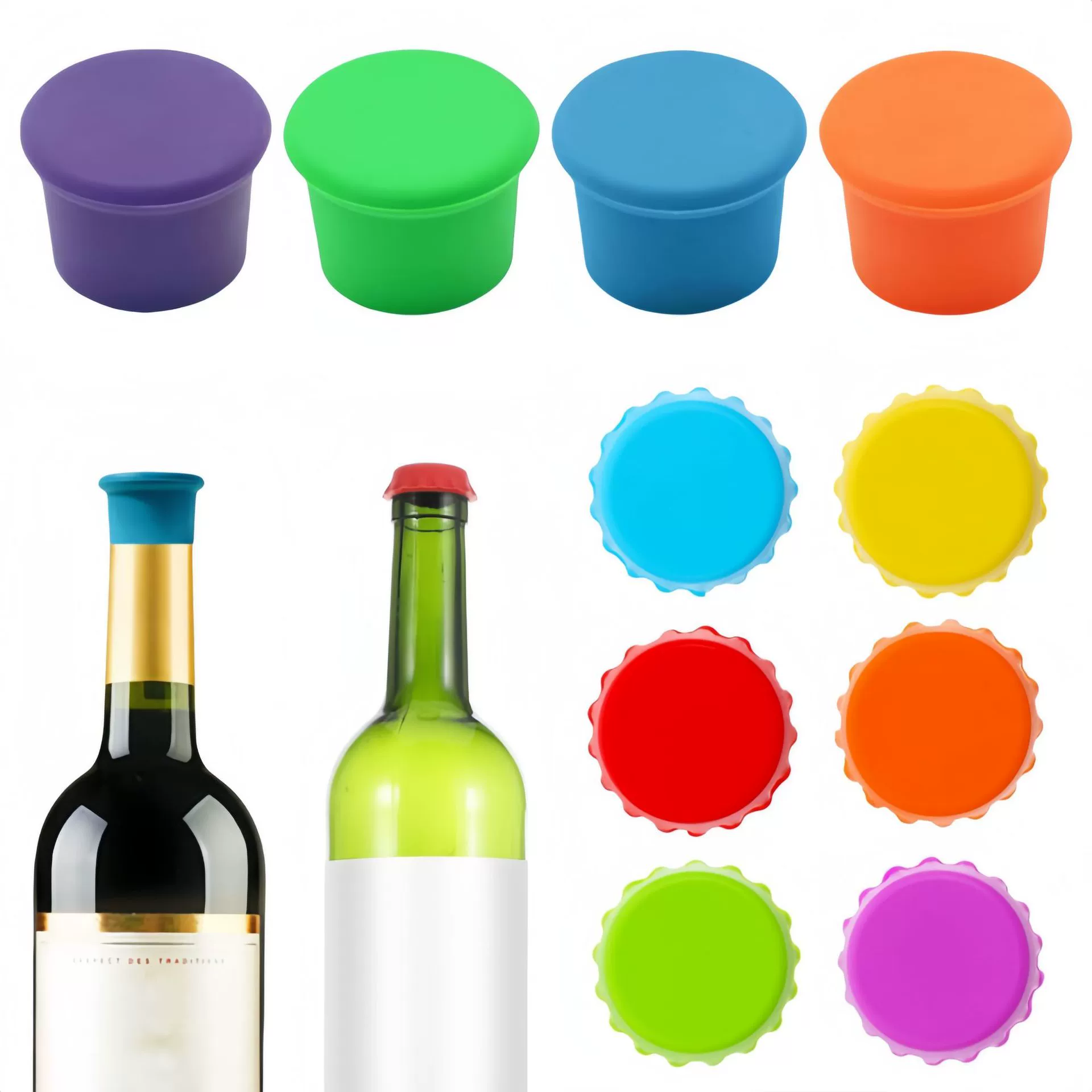 Silicone Bottle Stopper, Food-Grade Round Cap, Wine & Beer Sealer, BPA-free (3.6×2.6×3 cm)