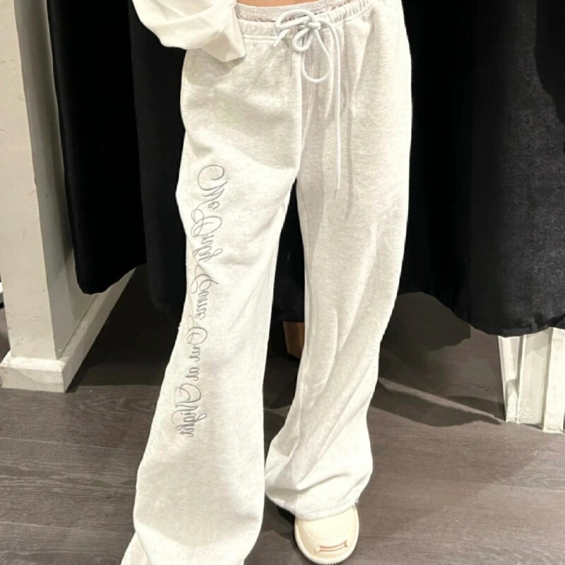 [Official Website Authentic] Korean Badblood Lace Fake Two-Piece Embroidered Pants Niche Casual Pants and Sweatpants for Women