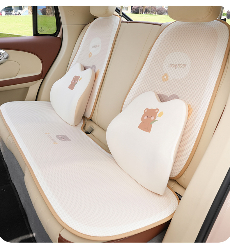 Tulip Bear Car Headrest Cute Memory Foam Soft Car Neck Pillow Waist Pillow Cartoon Comfortable Cushion