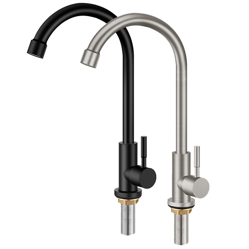 Stainless steel single cold kitchen faucet black sink dish basin laundry table faucet black wire drawing faucet