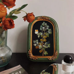 Renaissance-style niche classical retro nostalgic decorative painting, French plant and floral arch frame, American-style wall hanging, suitable for dining room and room decoration