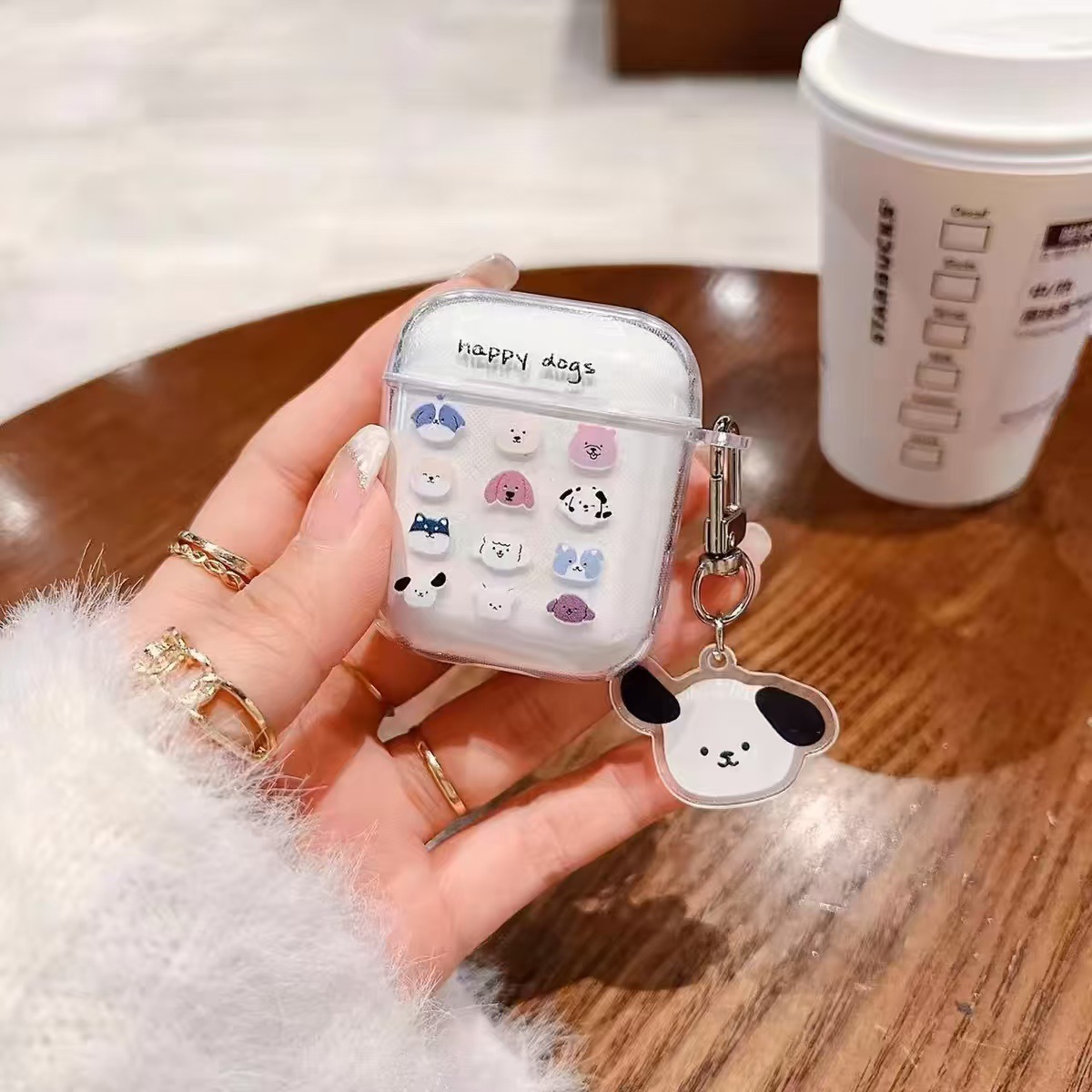 Feliz y lindo gato perro ins Creative airpods 4 auriculares estuche pro2 bluetooth estuche suave transparente