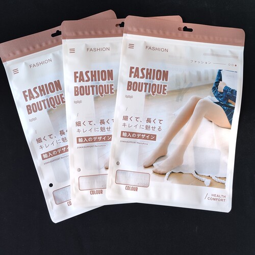 Ready-to-ship universal pantyhose, leggings, silk stockings, and faux leg sheaths—plus three-side-sealed plastic packaging bags available for wholesale.
