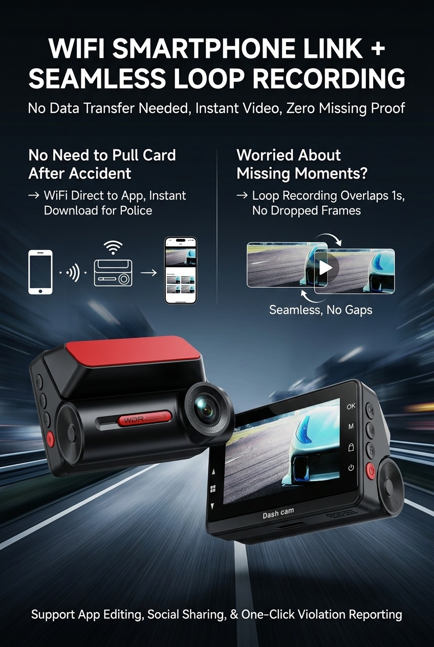 New Model of Driving Recorder with 4K Front and Rear Dual Recording, Wifi Mobile Phone Connectivity, 24-Hour Parking Monitoring, and Gps Positioning