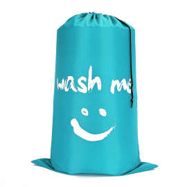 收纳袋防水大号抽绳笑脸印花洗衣袋牛津布脏衣袋laundry bag