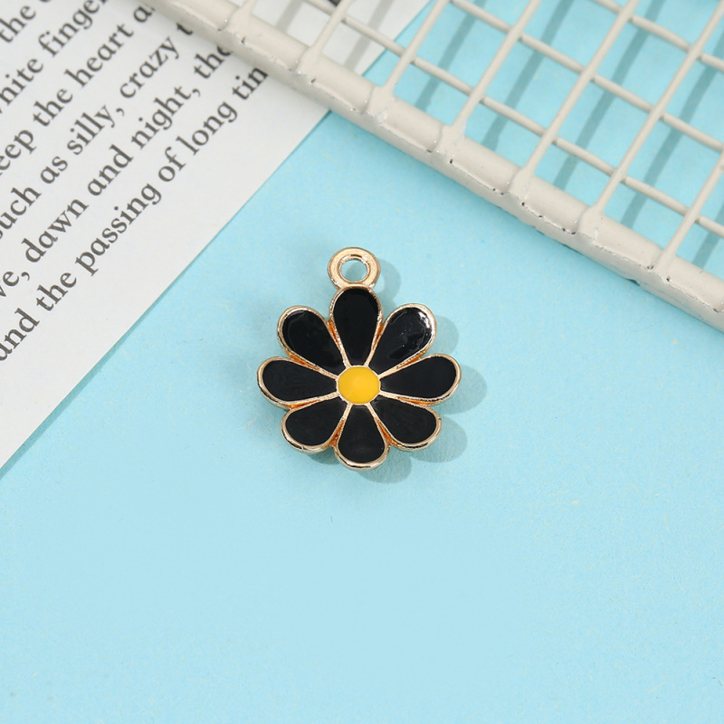 マルチカラーの小さなデイジーの花びら合金ドリップオイルジュエリーペンダント diy キーホルダーイヤリングネックレスペンダントアクセサリー|undefined
