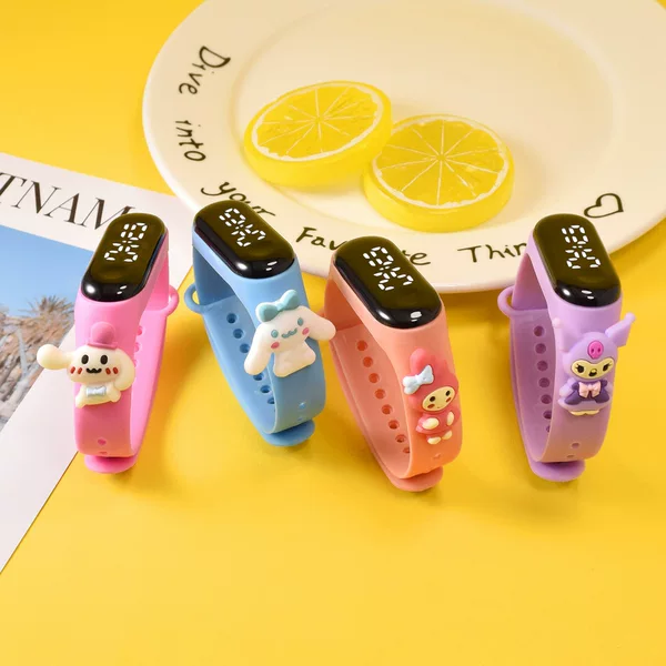 Primary School Student Mini Led Touch Screen Student Doll Cartoon Digital Watch Cute Plastic Waterproof Sports Bracelet