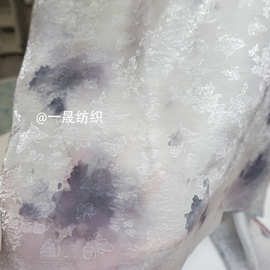 水墨泼墨中国风亮丝蝴蝶印花布料仿天丝垂感连衣裙上衣旗袍裙面料