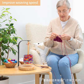 跨境木质线轴架桌面编织工具磁吸毛线收纳架拆卸线团绕线器纱线架