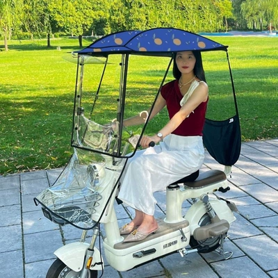 Elektromobil üçün ön şüşə çətiri (günlük) fabric, wind shield - deep-blue-orange-detachable-tailgate-with-large-opening-is-only-suitable-for-installation-on-small-vehicles-the-car-has-rearview-mirrors-take-a-photo-of-this-model