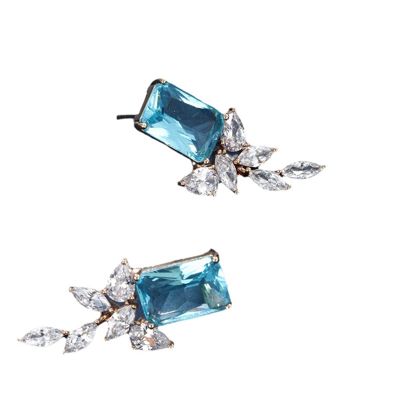 Xupe joyería geométrica imitación gema pendientes color costura cuadrado caballo ojo piedra pendientes Luz de lujo de alto grado pendientes para las mujeres