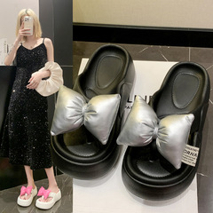 夏季新款人字拖鞋女 時尚胖乎乎蝴蝶結沙灘夾腳厚底拖鞋休閒涼拖