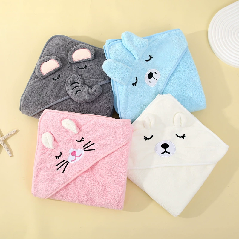 Милое мультяшное Впитывающее Коралловое Флисовое одеяло, детское банное полотенце с капюшоном, детское одеяло с вышивкой из мультфильмов, поколение волос