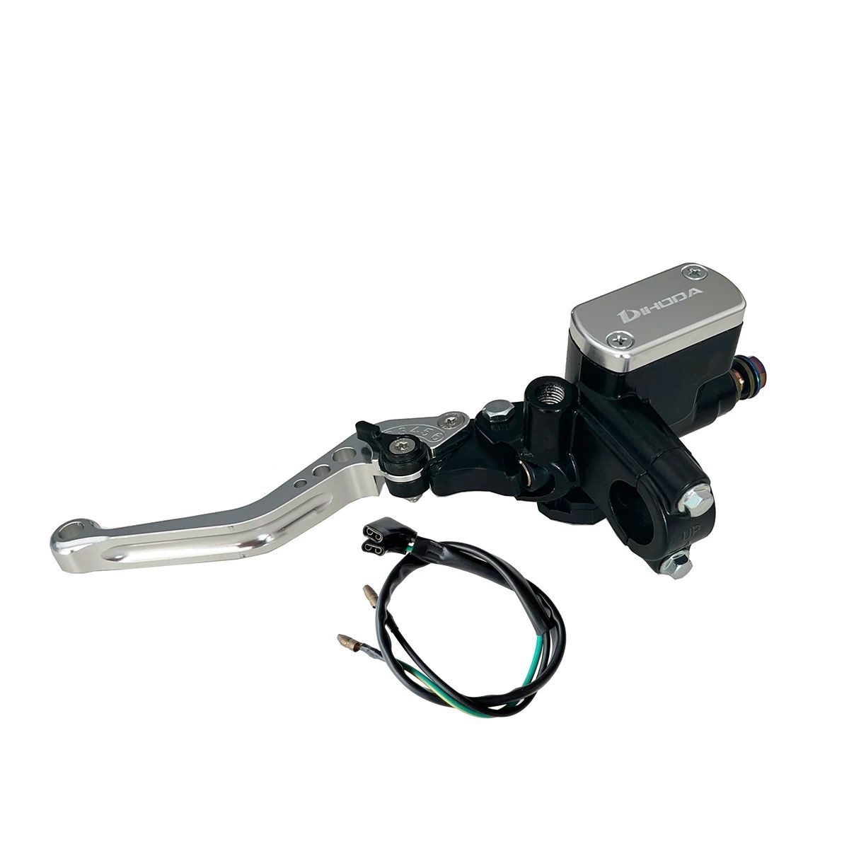 Universal modified hydraulic brake master cylinder for motorcycles and electric bikes with six-speed adjustable handle and power-off switch