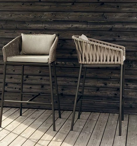 Nordic modern outdoor bar chair, open-air bar backrest chair, leisure high stool, cafe rattan trendy bar stool