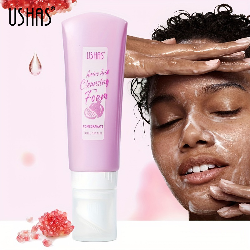 USHAS punto transfronterizo venta caliente granada tubo duro limpiador suave espumante desengrasado limpiador facial profundo