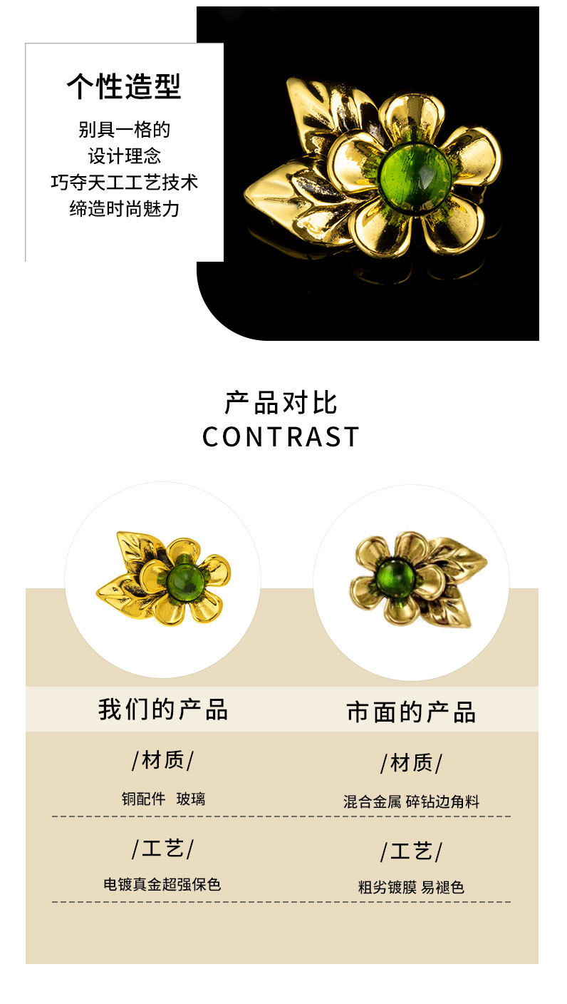 中古风优雅花朵胸针复古文艺气质花卉别针旗袍配饰小众