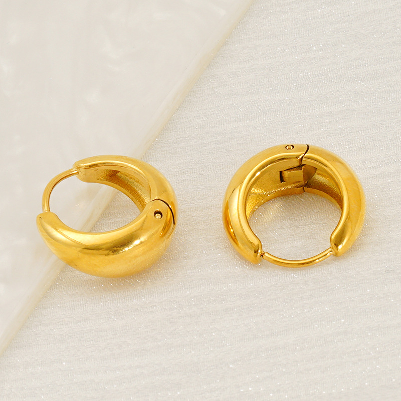 Nuevo diseño pequeño europeo y americano moda todo fósforo acero inoxidable de 18k oro grandes pendientes pendientes de acero inoxidable pendientes de acero inoxidable mujeres