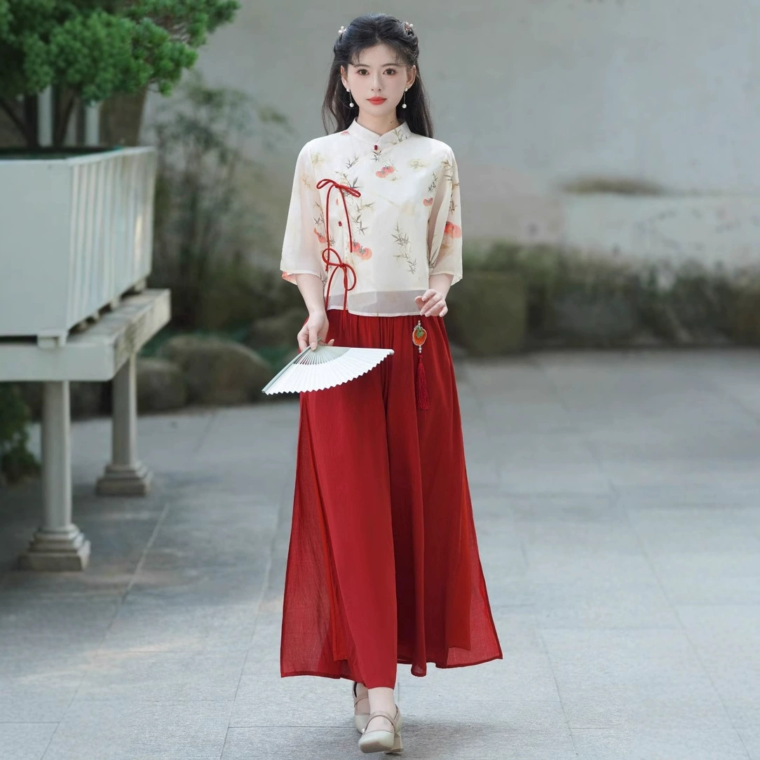 Весенний и летний новый китайский стиль ретро-китайский костюм, китайский элемент улучшен