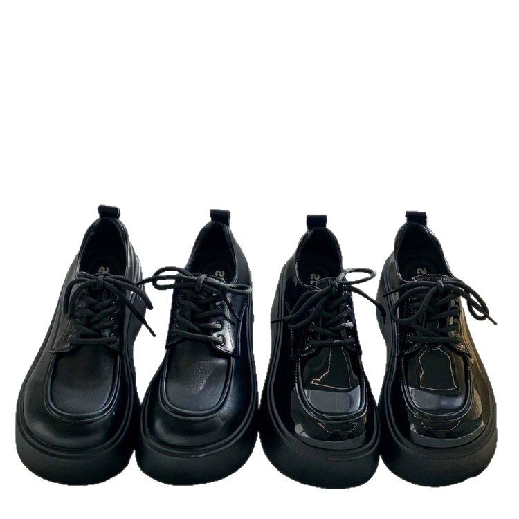 Zapatos de cuero Mary Jane de suela gruesa negra para mujer 2025 primavera nuevo estilo retro estilo británico enano le zapatos individuales