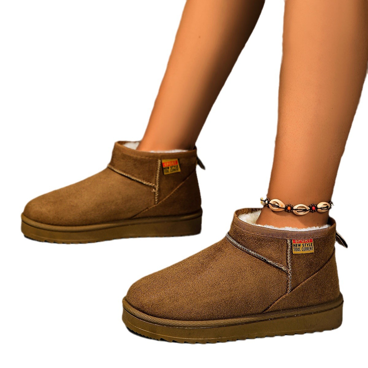 Γυναικεία παπούτσια Βαμβακερά παπούτσια νέες μπότες χιονιού γυναικείες 2024 χειμώνας νέες βελούδινες ζεστές κοντές μπότες μεγάλο μέγεθος παχιά σόλα βαμβακερά παπούτσια_voghion.com