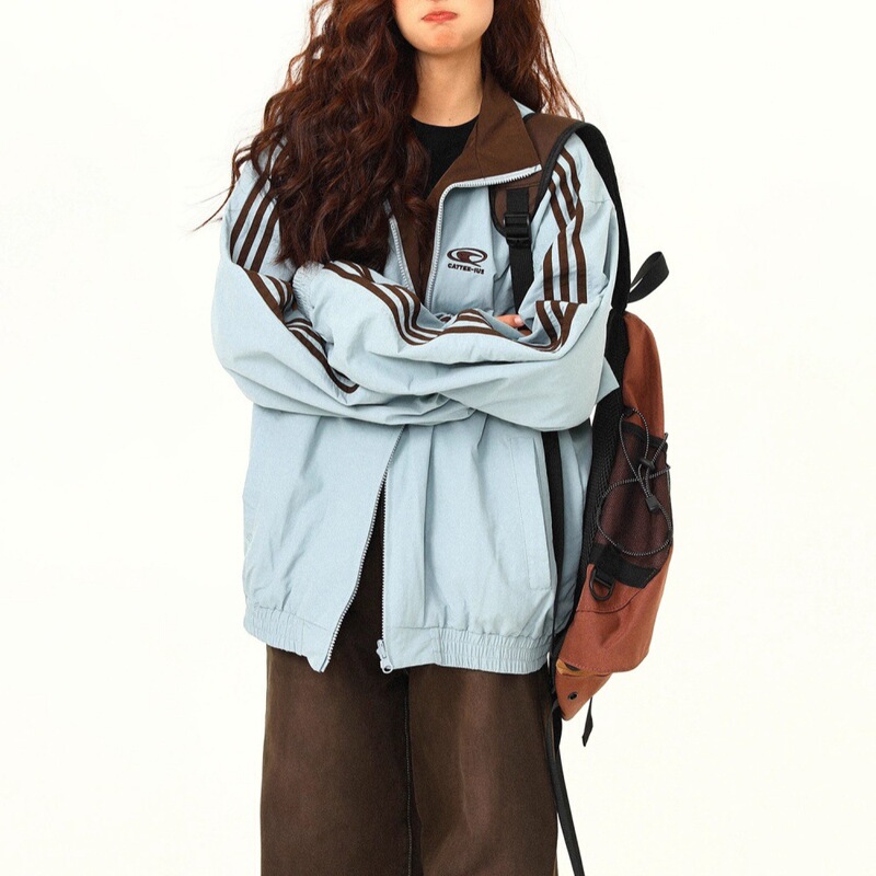 American Retro Reversible Brown Jacket for Men and Women, New Design Niche Spring and Autumn Loose Jacket Trendy