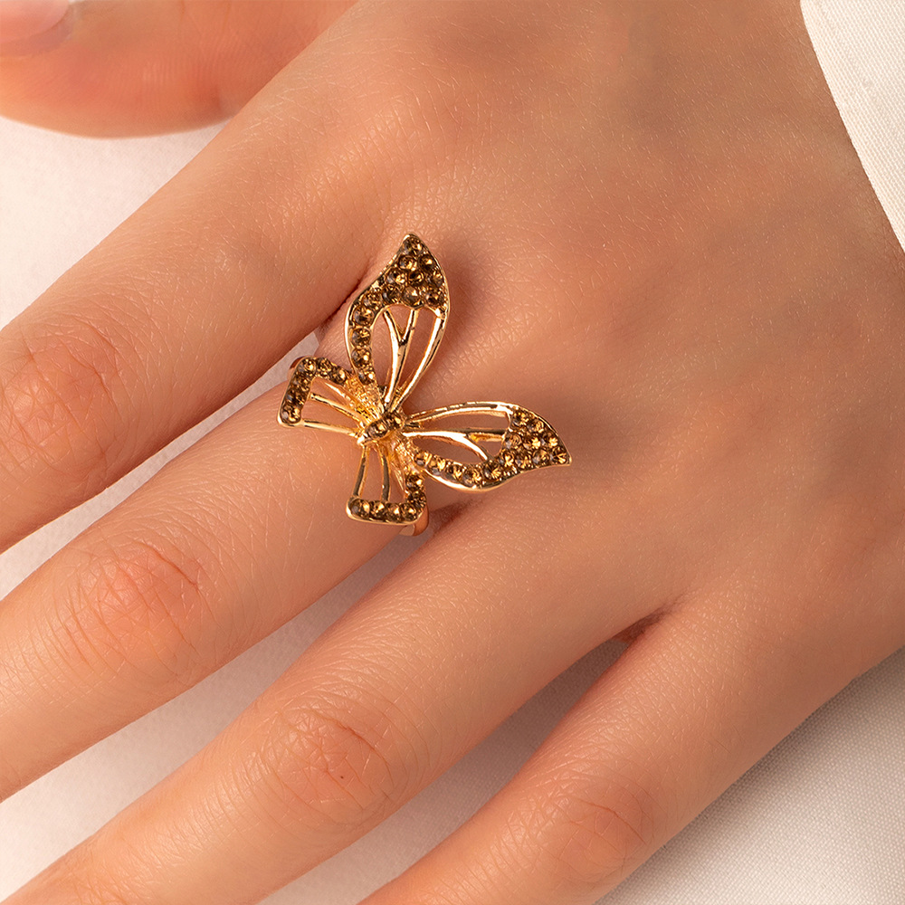 Women's Elegant Fashion Geometric Heart Butterfly Metal Rings Plating Artificial Rhinestones display picture 5