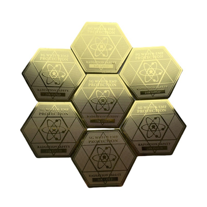 Factory direct sales 24K creative hexagonal terahertz anti-radiation phone sticker energy phone patch logo