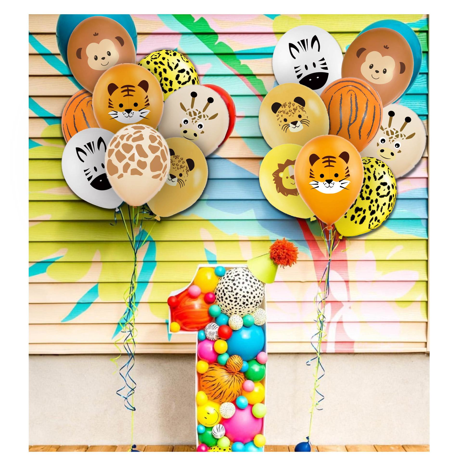 Cross-border new forest animal theme party balloon set children's birthday decoration balloon photo props
