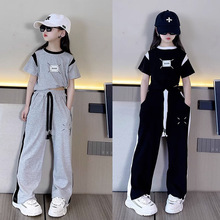 女童夏季套装新款网红儿童时髦洋气衣服女大童夏装短袖运动两件套