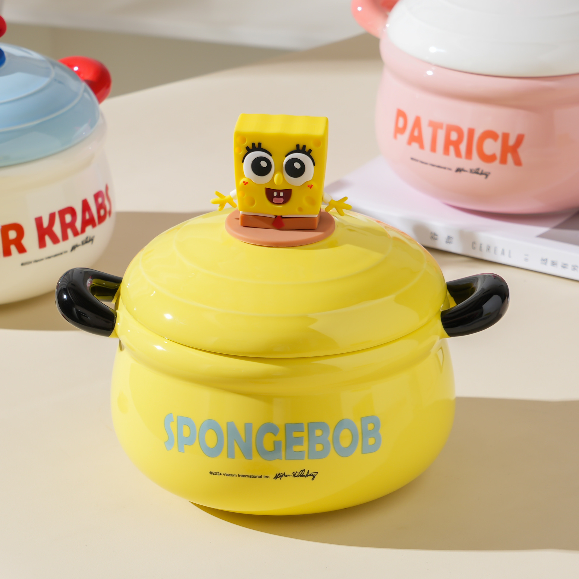 Bob Esponja bols de cerámica bols de fideos de cerámica bols de cerámica bols de cerámica bols de dibujos animados de gran capacidad de muñeca de doble oreja