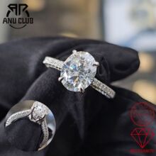 跨境3克拉鸽子蛋半壁江山戒指925银莫桑石闭口订婚戒wedding ring