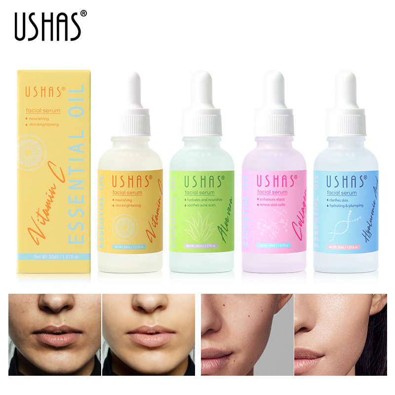 USHAS External Trade Facial Essence es un líquido hidratante para aclarar la piel.