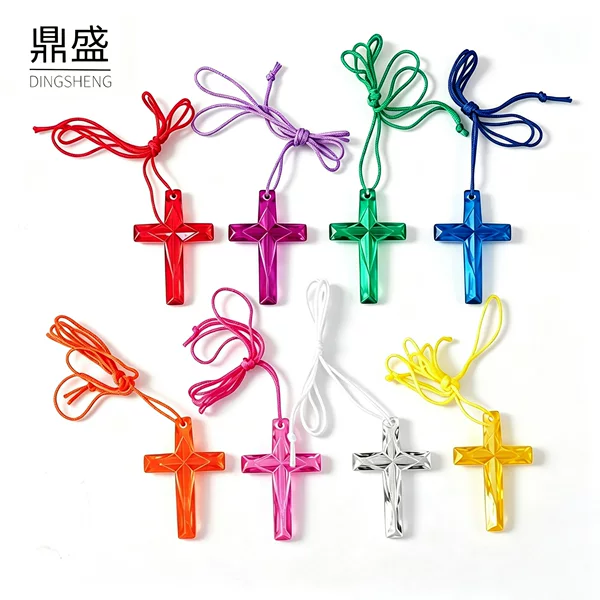 The Manufacturer Has In-Stock Supply of Macron-Colored Cross Pendants with Rope Necklaces, Transparent Color Series Necklaces, and Multiple Colors Available