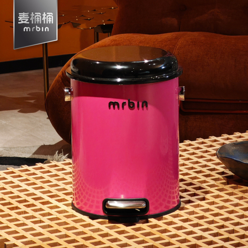 Mai Bucket mrbin Creative Trash Bin Home Living Room Bedroom 2024 New High Color Value ins Wind Powder Black