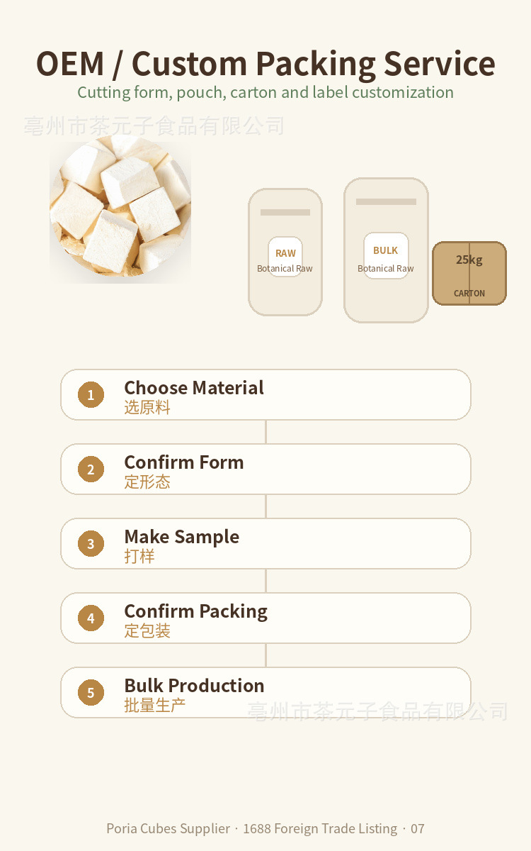 Poria Fu Ling Dried Slices Natural Bulk Herb for Decoction and Soup 500g specifications